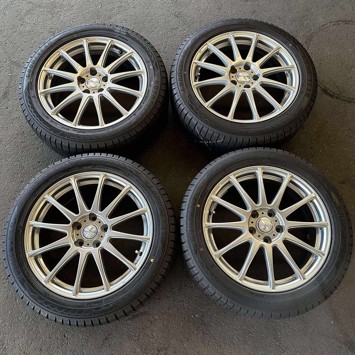 【6754】★ 225/50R18 4本セット冬タイヤ グッドイヤ アイスナビ 8 [2021年】アルミンホイール 18x7j PCD114.3 ハブ60mm 5穴拍卖