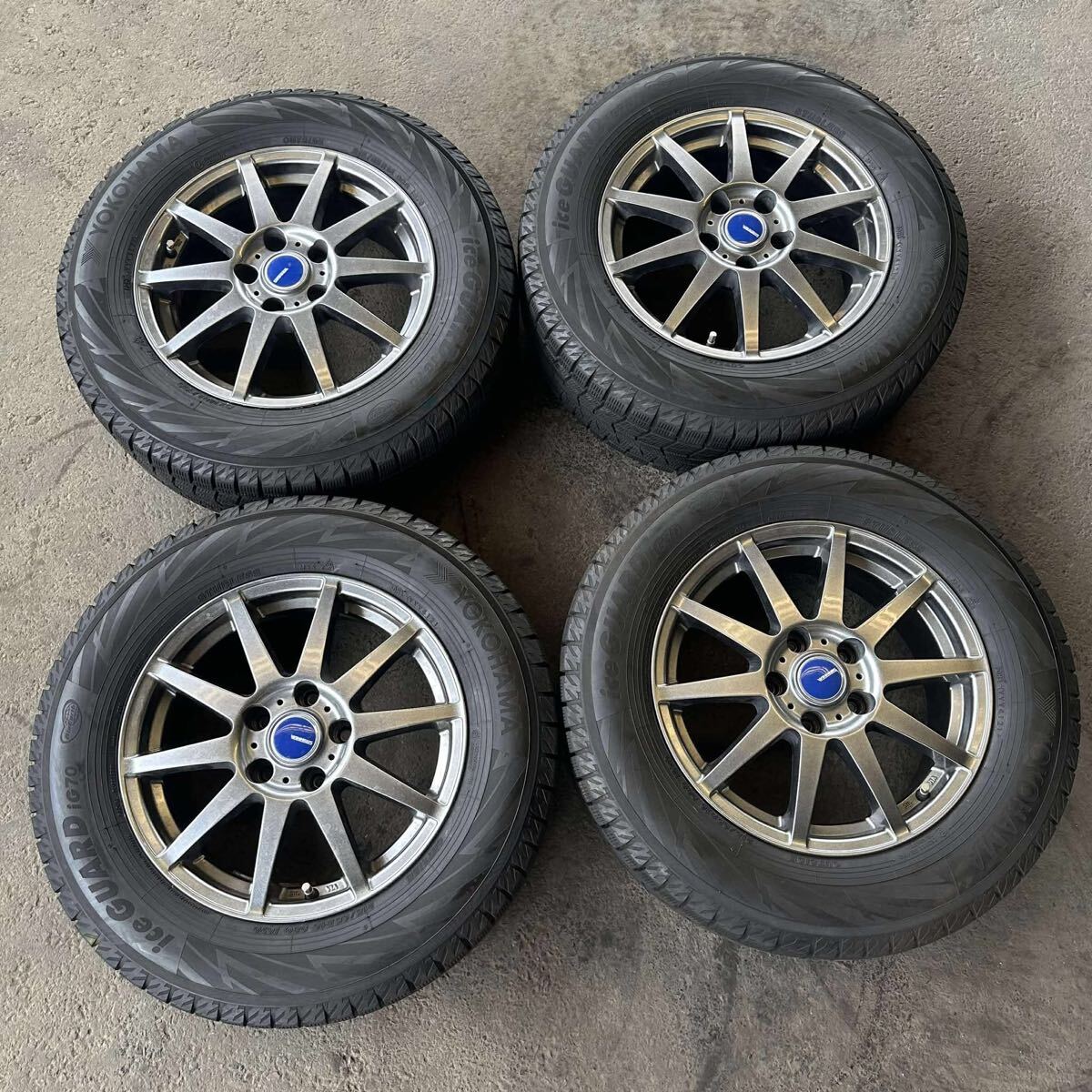 【6907 】バランスを調整済み 215/65R16 4本セット冬タイヤ ヨコハマ アイスガード IG70 [2021年】ホイール 16x6.5J PCD114.3 ハブ73mm 穴5拍卖