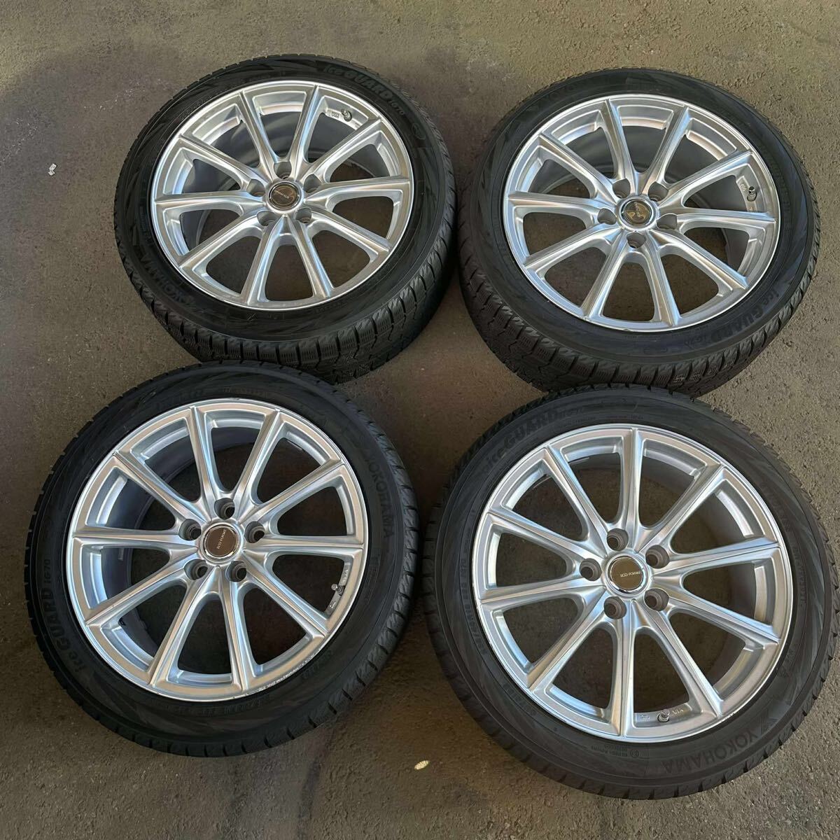 【6915 】バランスを調整済み 235/45R18 4本セット冬タイヤ ヨコハマ アイスガード IG70 [2021年】ホイール 18x8J PCD114.3 ハブ60mm 穴5拍卖