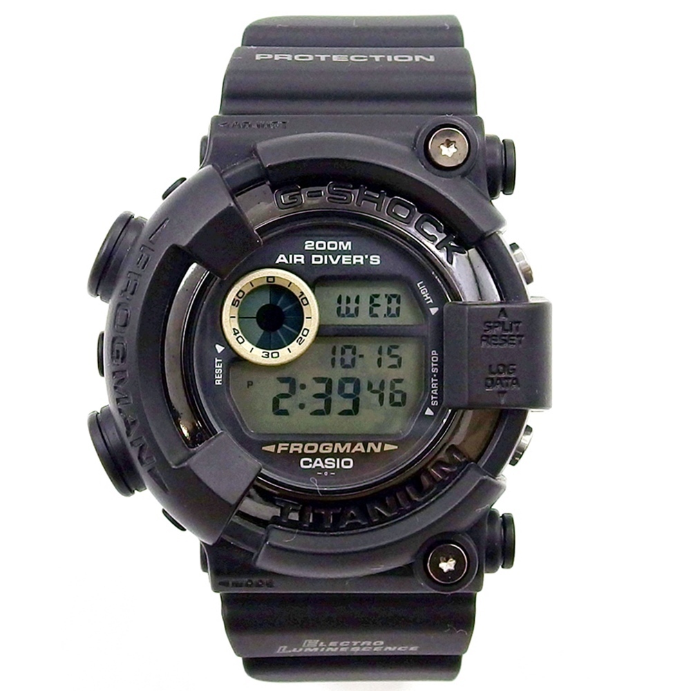 C25-1895 CASIO カシオ DW-8200 フロッグマン ブラック G-SHOCK FROGMAN 1294 ジーショック ラバーベルト チタニウム メンズ腕時計 中古 拍卖