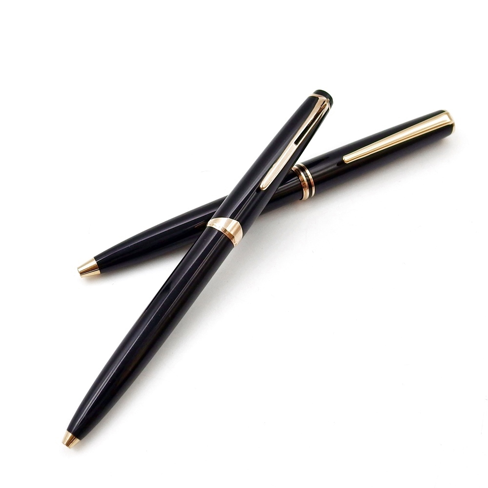 C25-1983【モンブラン|ボールペン2本セット】ツイスト式&ハンマートリガー式 ブラック×ゴールド クラシック №18 ビンテージ 筆記確認済拍卖