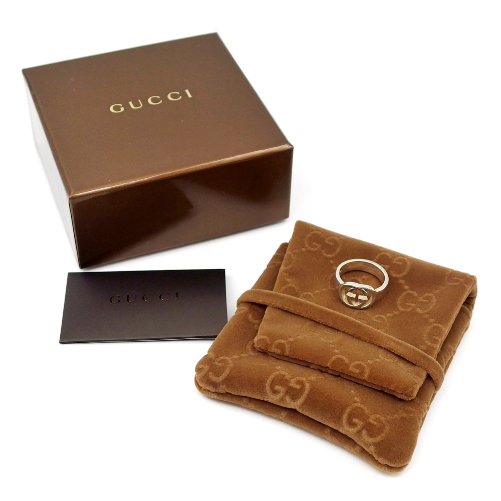 C25-1864 GUCCI グッチ インターロッキング Gリング SV925 SILVER シルバー 指輪 レディースアクセサリー ブランド小物 ロゴデザイン 中古拍卖