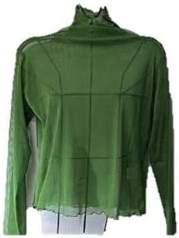 新品送料無料●全透けトップス ストレッチパワーネット NO2 グリーン シアートップス ボトルネック ハイネック 長袖 拍卖