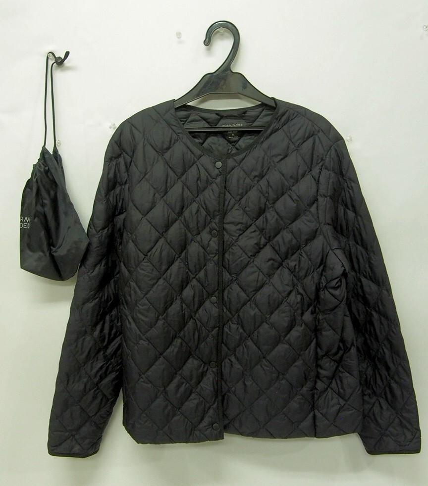 r2_5596k UNIQLO ユニクロ パフテックキルティングジャケット/ウォームパデッド ノーカラーダウンジャケット 黒/女性/XL拍卖