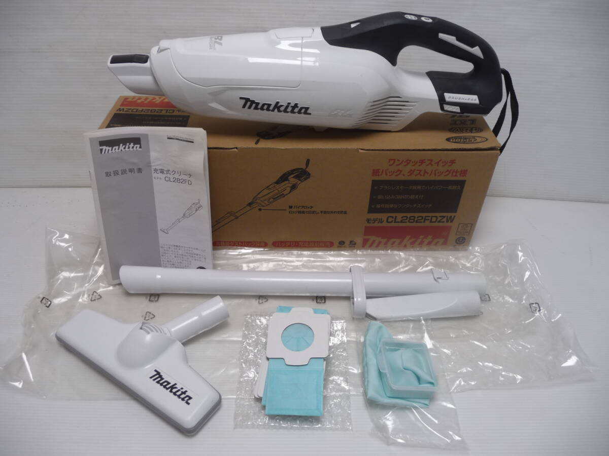■美品 makita マキタ 充電式クリーナ CL282FDZW 18V ホワイト 白 コードレス 掃除機 取扱説明書・箱付き■拍卖