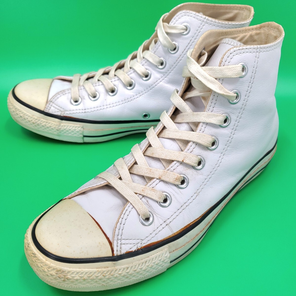 本革ハイカット◆CONVERSE◆レザースニーカー25cmホワイト白US6.5本皮コンバース8ホールシューズALLSTARオールスター SJ838拍卖