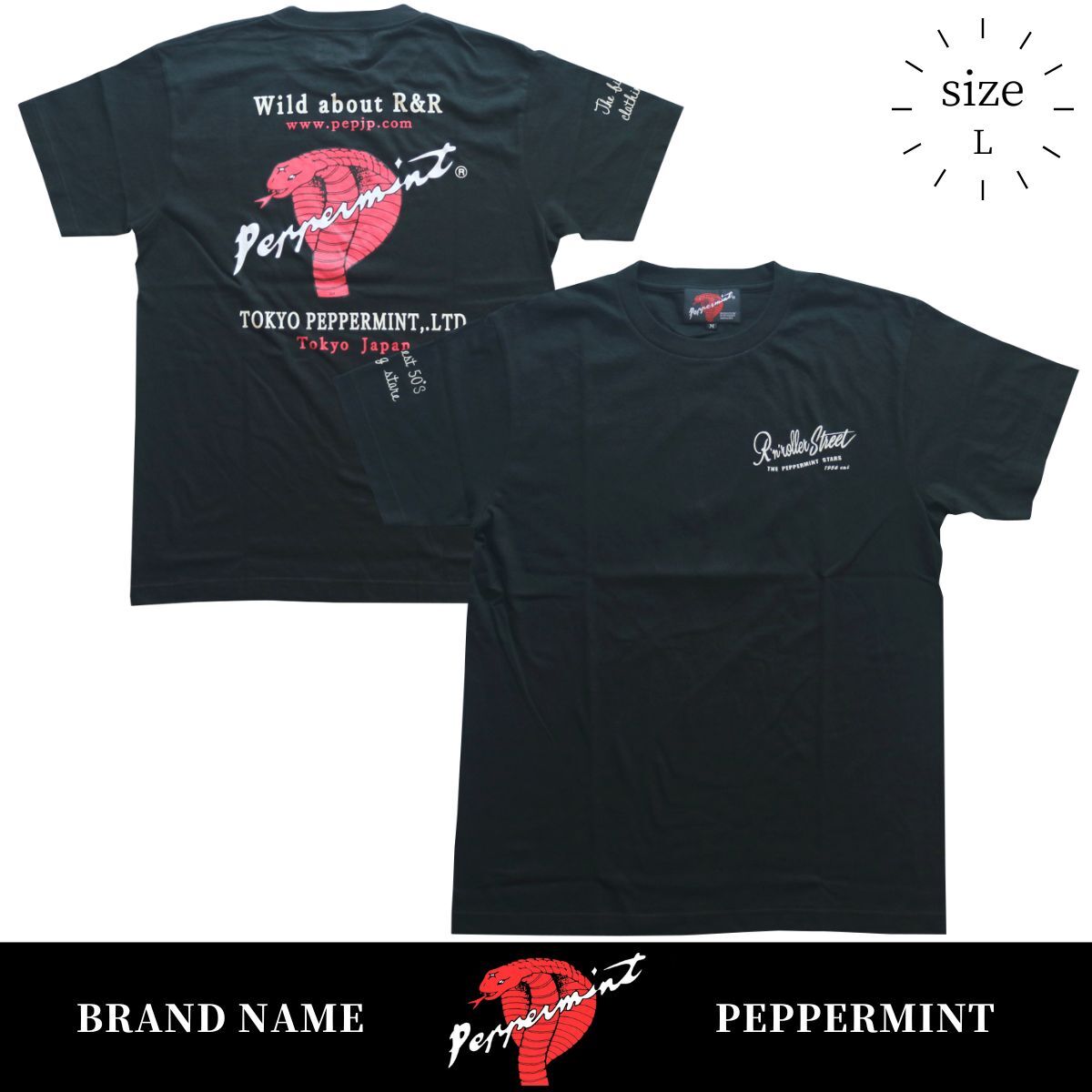 Tシャツ BACK COBRA TEE 3 RSN-3434 黒 サイズL ロカビリーファッション ブランド 半袖 メンズ拍卖