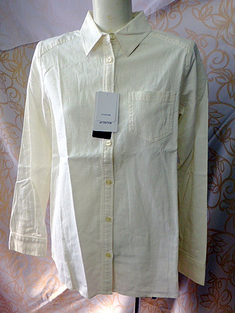 ahno24 MAYSON GREY ATTENTlON 麻&綿 オフホワイト長袖シャツ/2・251008 拍卖