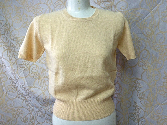ahno39イタリア製 BLUPERVNCA ニットセーター 半袖 クリームイエロー/42・251021拍卖