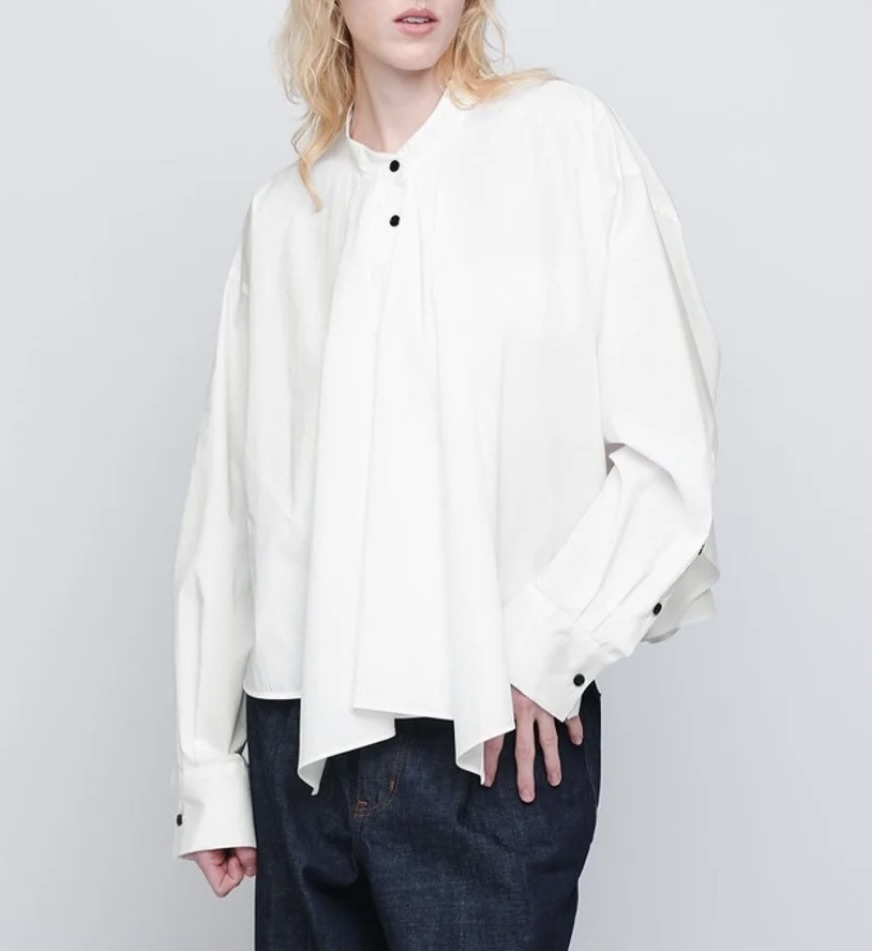 USED☆AEWEN MATOPH/イウエンマトフ【スカーフ バンドカラー ブラウス】フリーサイズ ホワイト ユナイテッドアローズ拍卖