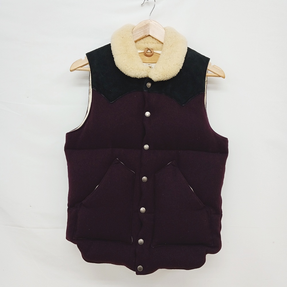 ●古5126 WACKO MARIA×Rocky Mountain スウェードダウンベスト レザーヨーク ウールリッチ サイズ38【68】拍卖