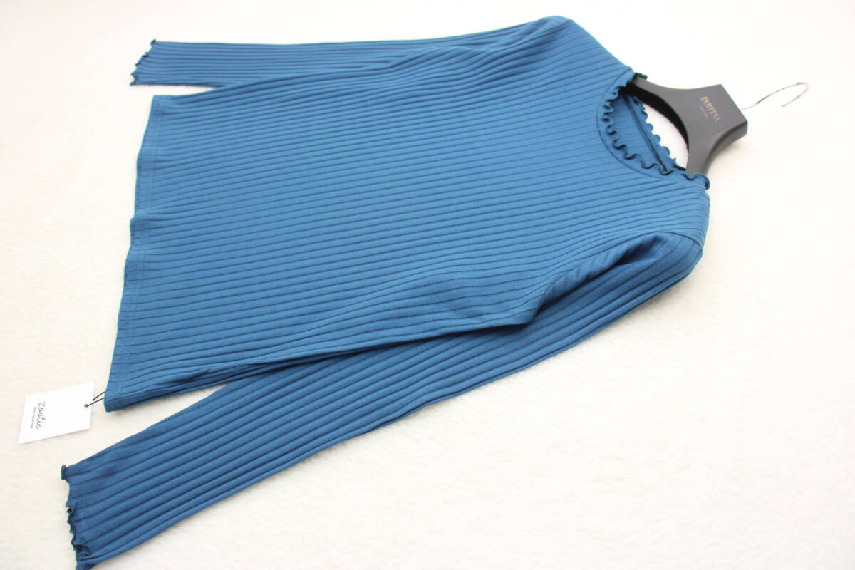 3400 新品タグ付き メロウリブカットソー ブルーグリーンLサイズ拍卖