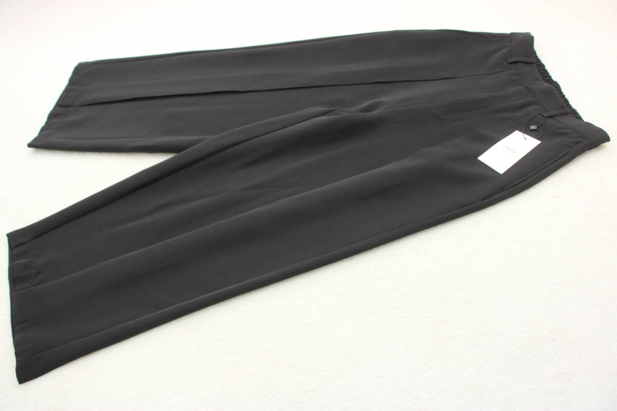 5174 新品タグ付き ウエストゴムツイルタックワイドパンツ ブラックLLサイズ拍卖