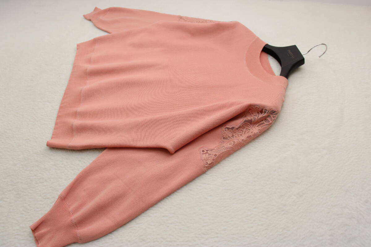 6014 新品 オーガンジー刺繍ニットプルオーバー拍卖