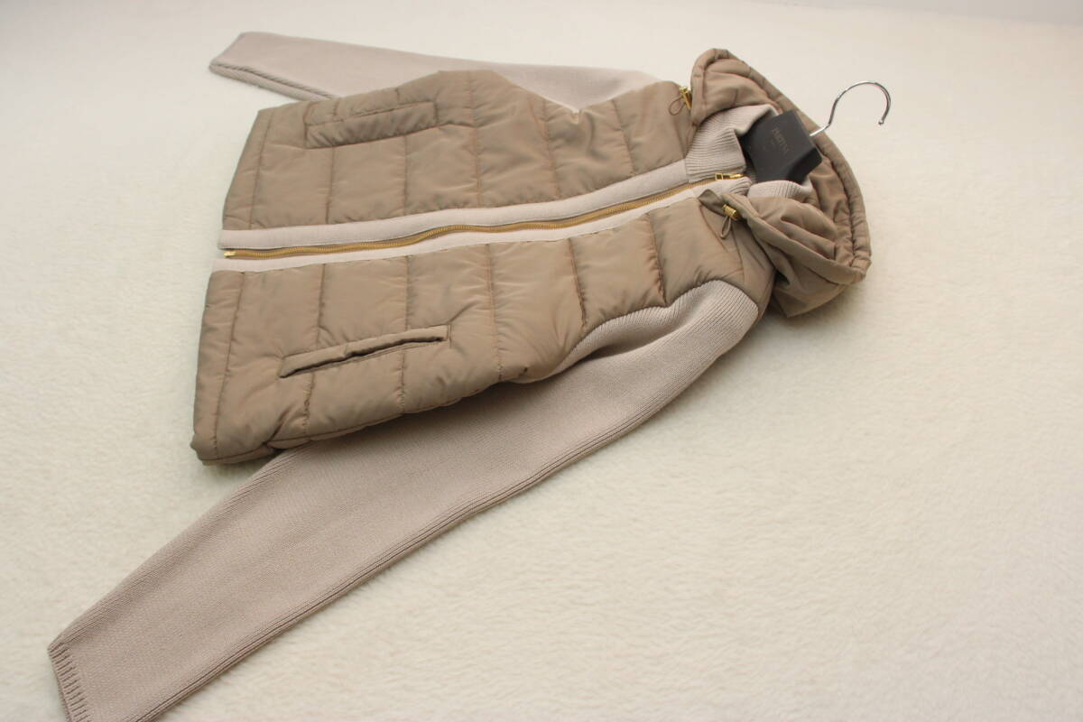 6043 新品 ニット切替中綿入りフーテッドブルゾン 定価¥13,200税込み拍卖