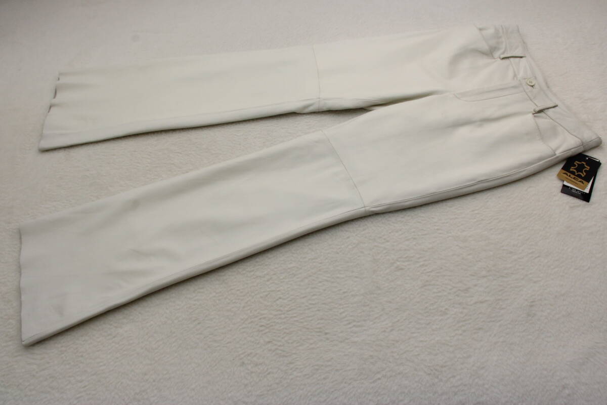 5965 新品タグ付き 高級羊革レザーパンツ ホワイト11号拍卖