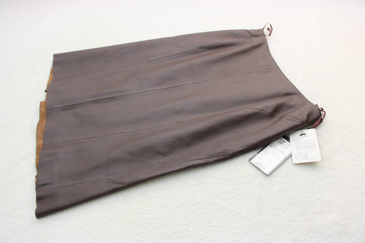 6053 新品タグ付き 高級本革レザースカート ブラウン11号拍卖