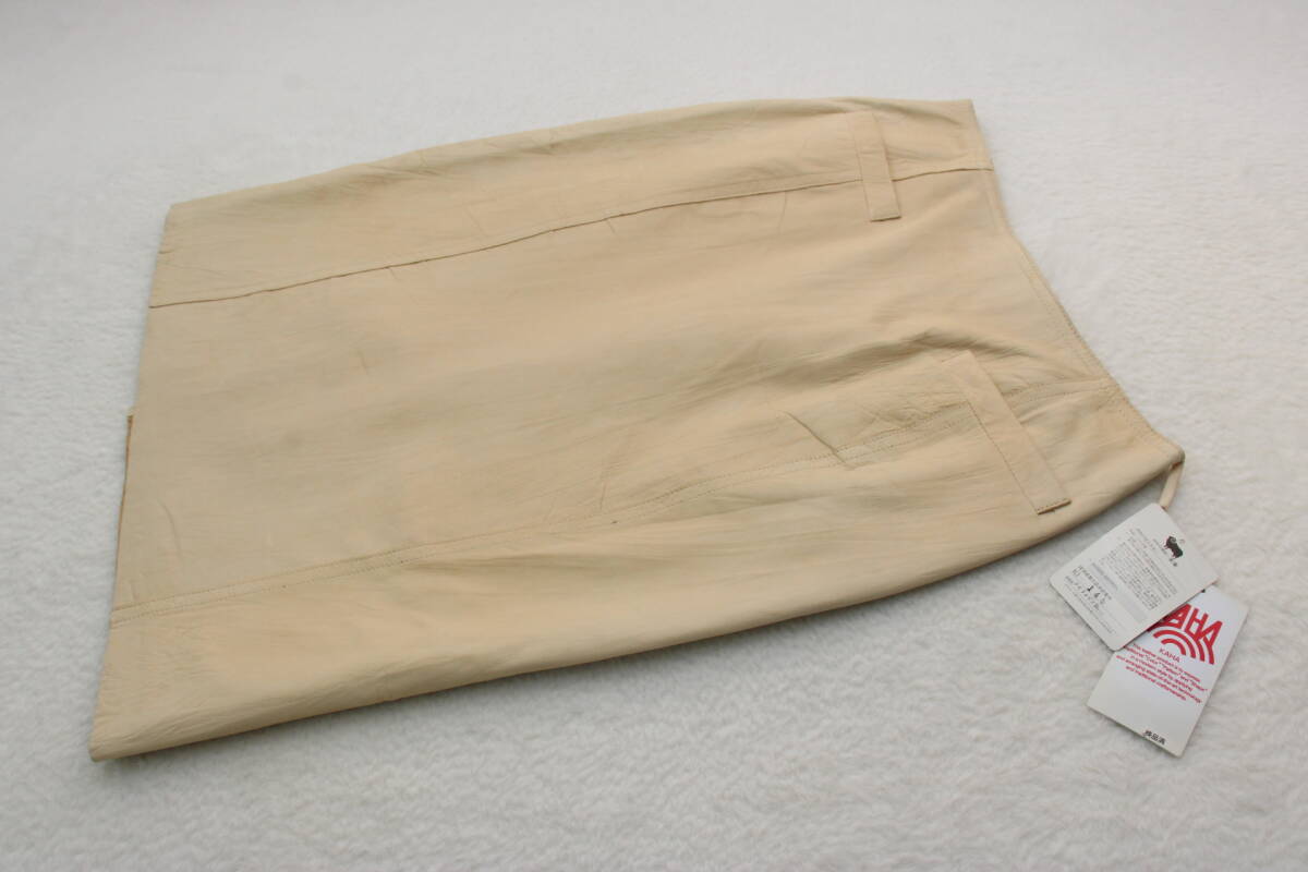 6054 新品タグ付き 高級羊革レザータイトスカート ベージュ11号拍卖