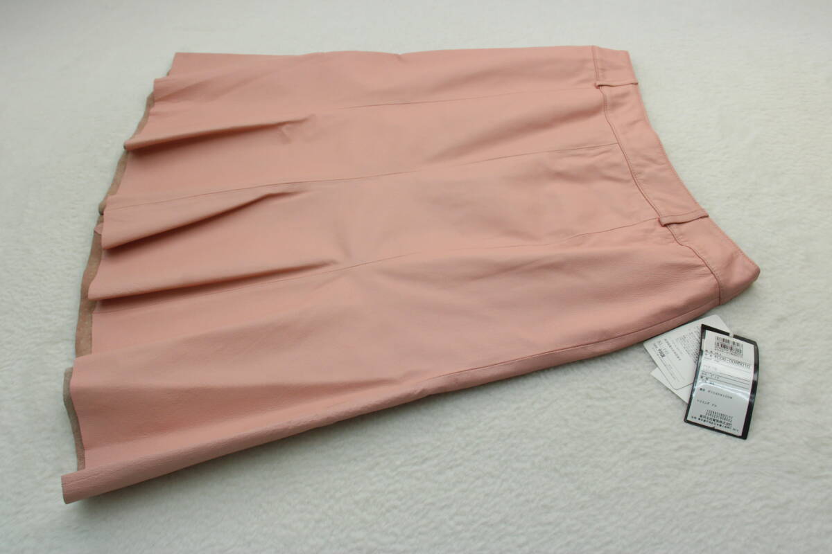 6058 新品タグ付き 高級本革レザースカート ピンク15号拍卖