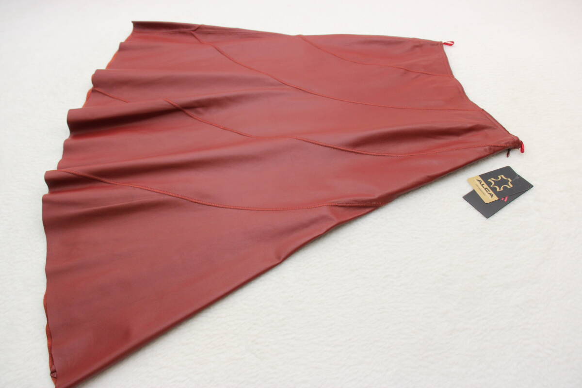 6140 新品タグ付き 高級羊革レザースカート レンガ9号拍卖