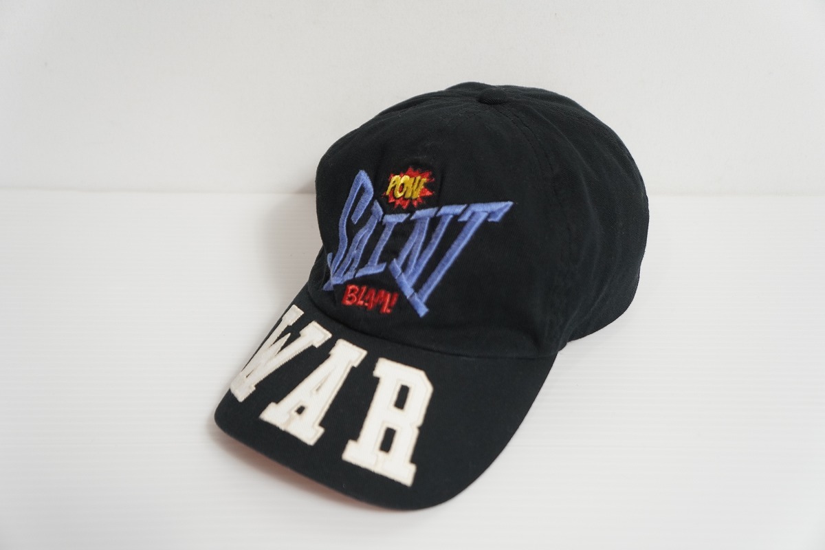 美品 国内正規 21AW Saint Michael セントマイケル CAP WAR パネル キャップ 帽子 SM-A21-0000-043 フリーサイズ 本物 ブラック黒 1020P♪拍卖