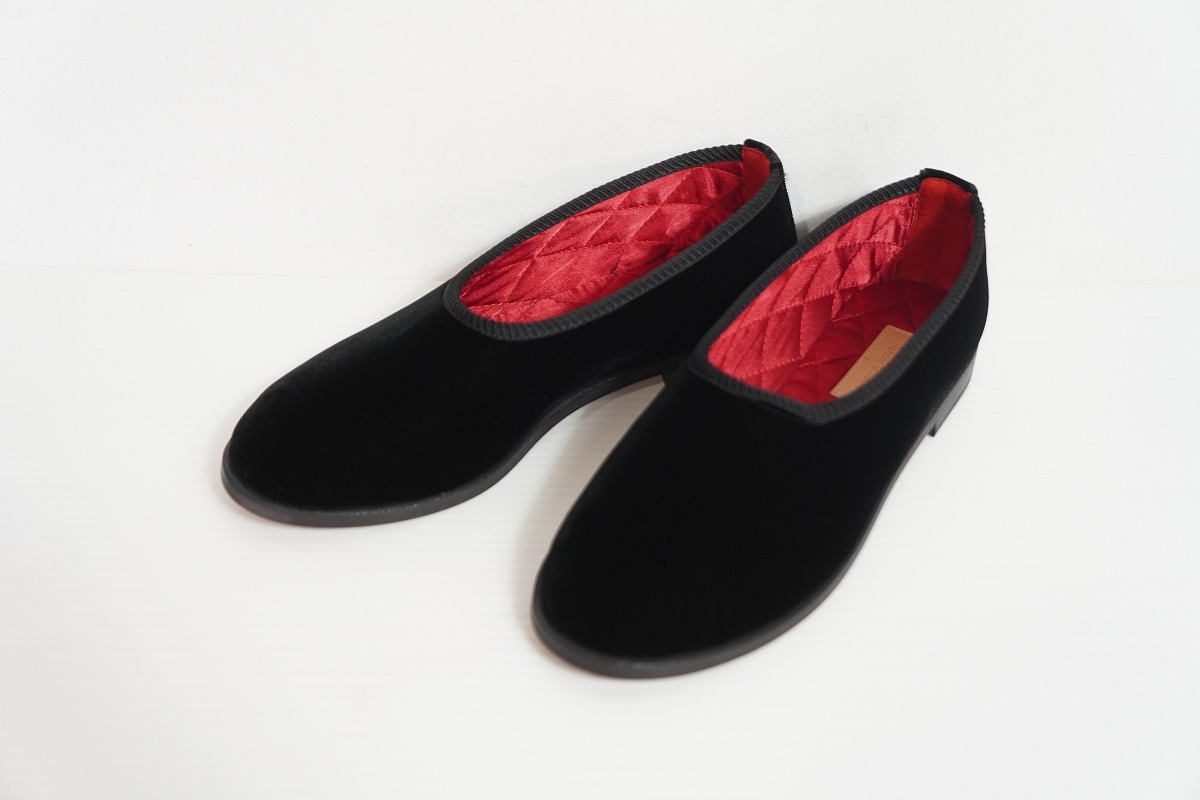 美品 Hender Scheme エンダースキーマ velvet fabre ベロア ファーブル シューズ スリッポン ct-s-fbr 裏キルティング サイズ1 黒 1016P♪拍卖