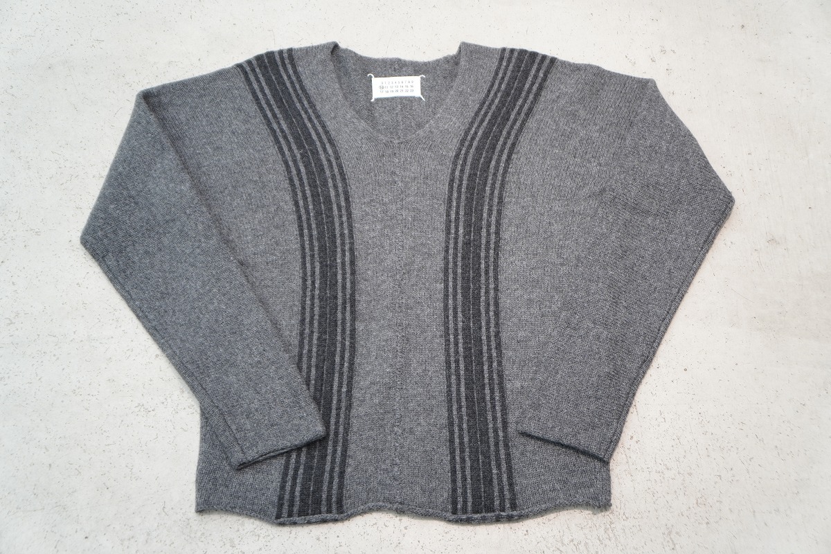 美品希少 06AW Maison Martin Margiela マルタン マルジェラ Vネック ウール ニット セーター MOD.30 HA022 ここのえ 本人期灰S本物1017P♪拍卖