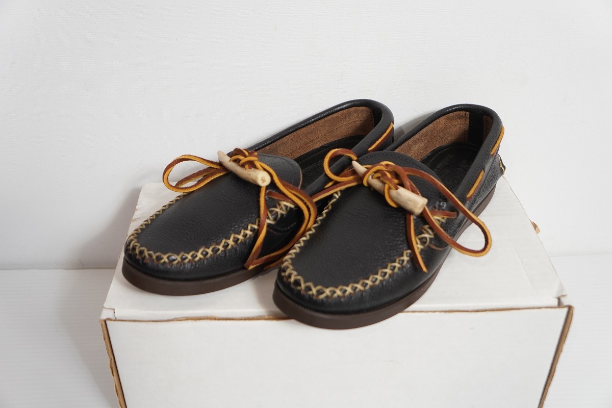 極美品 YUKETEN ユケテン Antler Canoe Moc アントラー モック ローファー レザー シューズ ブーツ 00700XAW サイズ6H 茶1016P♪拍卖