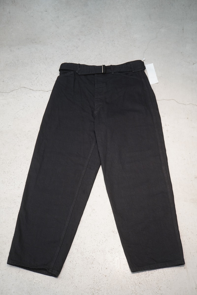 新品 正規 25AW COMOLI コモリ ブラック デニム ベルテッド パンツ C03-03001 黒3本物929P♪拍卖