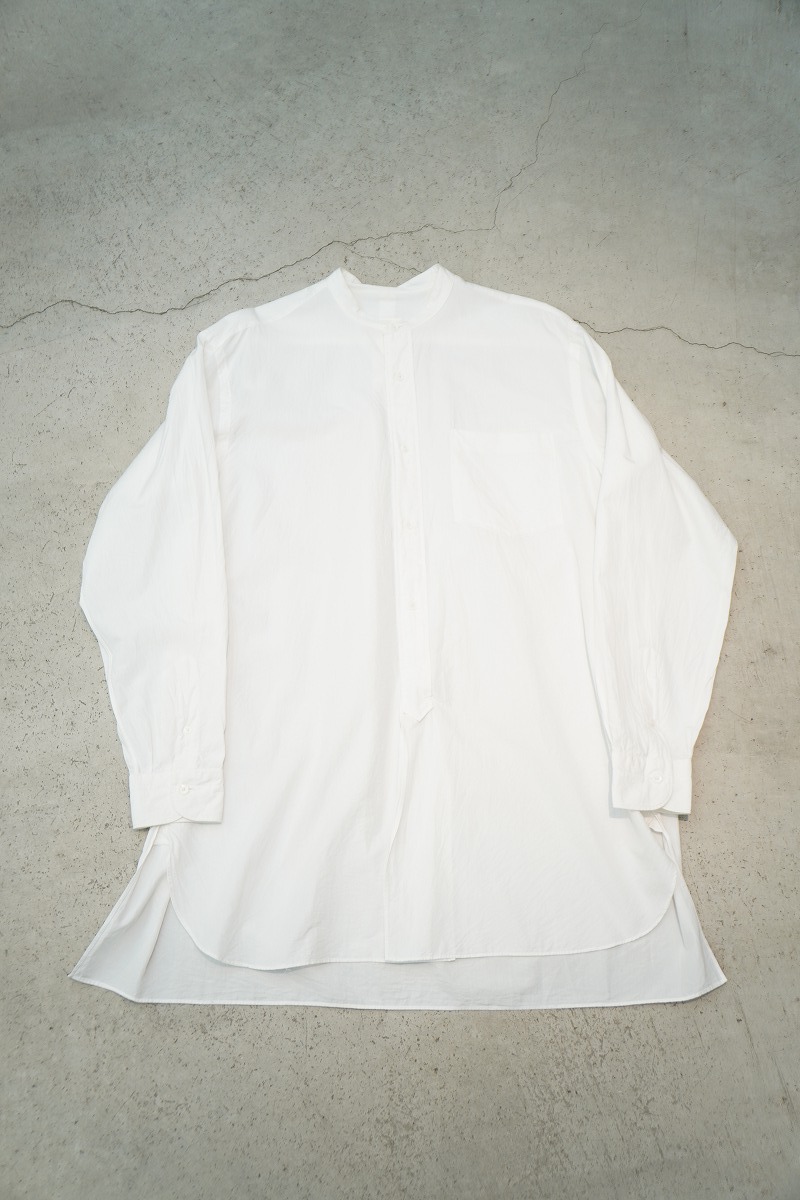 美品 正規 COMOLI コモリ Basic Band Collar Shirt ベーシック バンドカラー シャツ プルオーバー 長袖 白 R01-02002 3白本物1005P♪拍卖