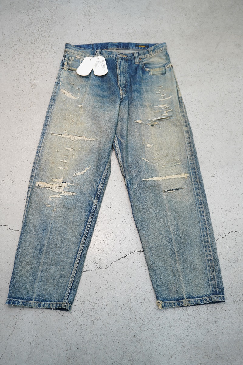 美品 NEXUSVII. ネクサス7 DAMAGED LOOSE DENIM PANTS III RCS-NYT-POA ダメージ ルーズ デニム パンツ ダメージ加工 青 サイズ48 1029P♪拍卖