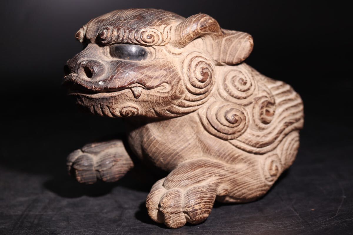 時代 木彫 狛犬 木鼻 / 仏教美術 獅子 木工 木彫 置物 検索: 欅 老松 .G2922拍卖