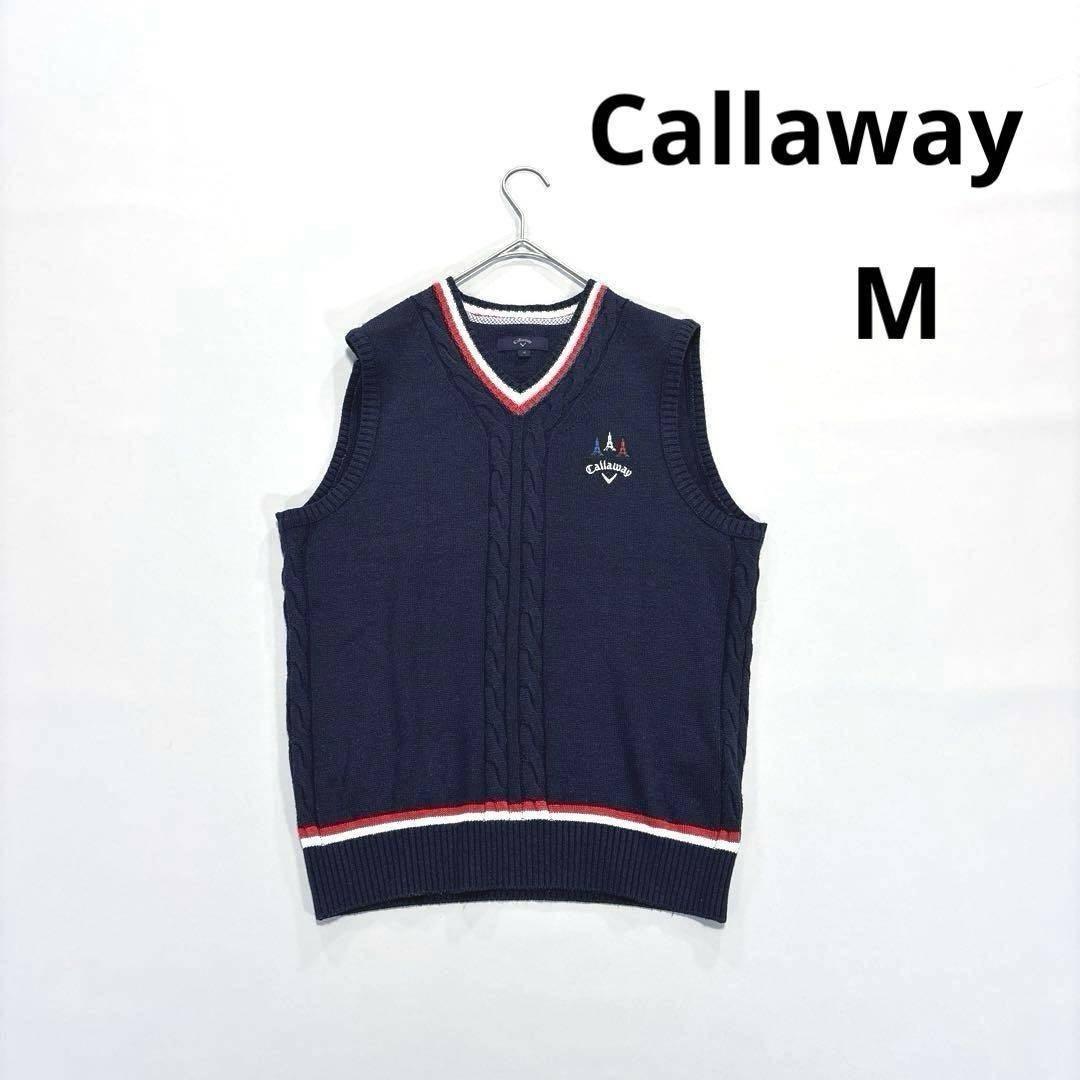 キャロウェイ M ニットベスト Vネック チルデンニット ネイビー メンズ Callaway拍卖
