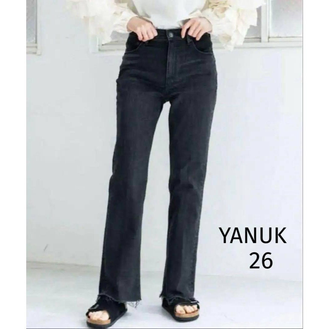 IENA別注 YANUK ヤヌーク セミフレアデニム カットオフ ブラック拍卖