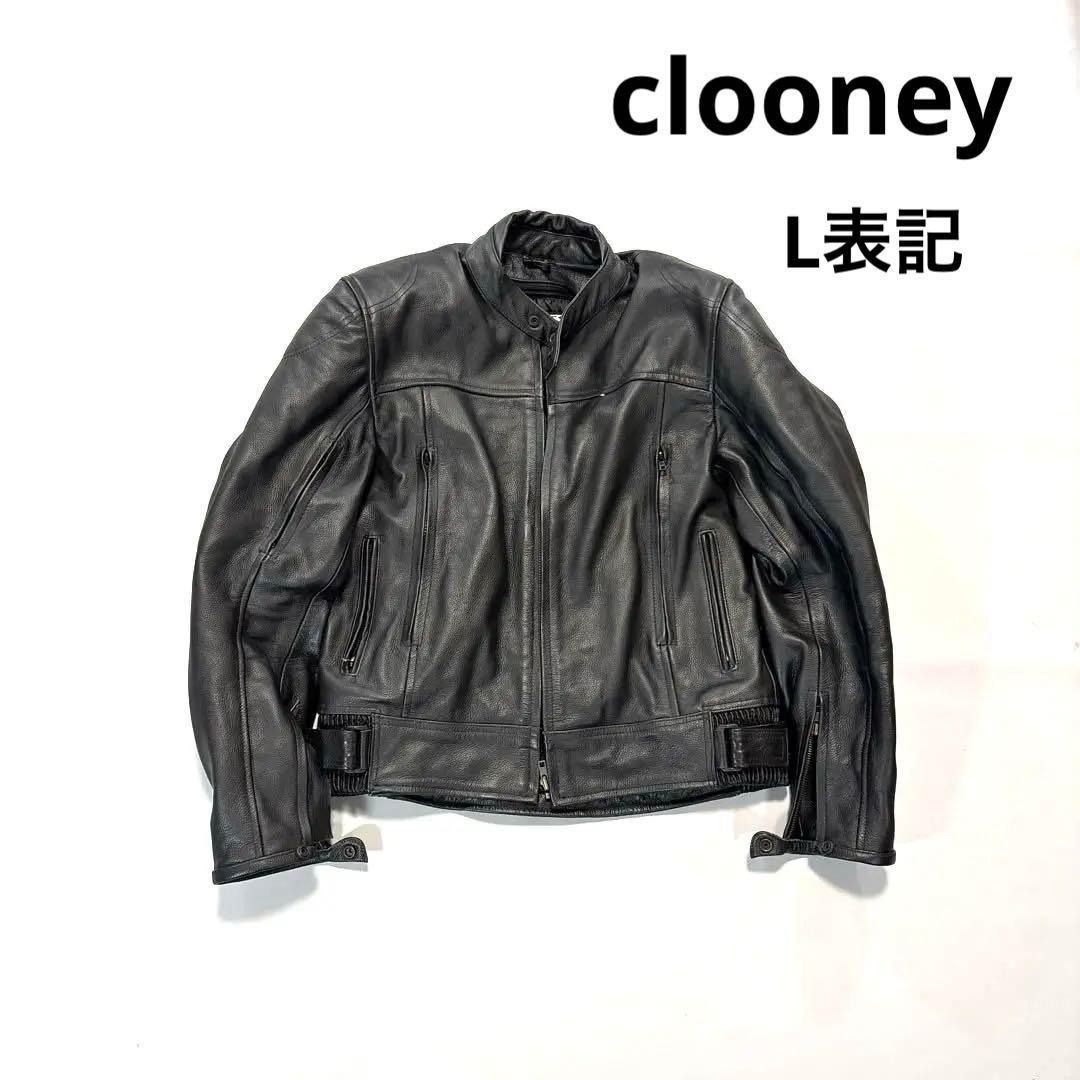 clooney クルーニー ライダースジャケット レザー 本革 ブラック L拍卖