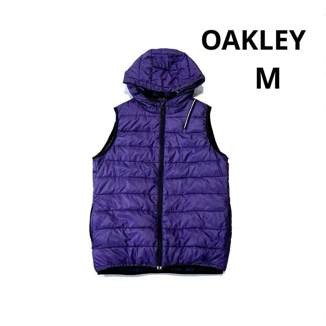 オークリー ダウンベスト フード フルジップ パープル M ゴルフ アウトドア OAKLEY拍卖