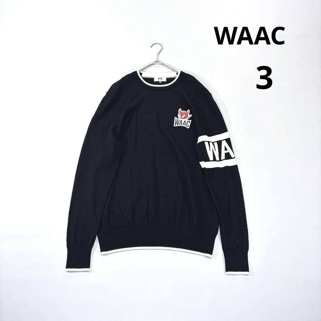 WAAC 3 ニットセーター ゴルフ メンズ ブラック ワッキー ウール100拍卖