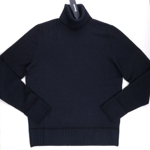【新品未使用】DRUMOHR ドルモア◆Made In Italy◆50◆ガーメントダイ ウール ニット タートルネック セーター◆ネイビー拍卖