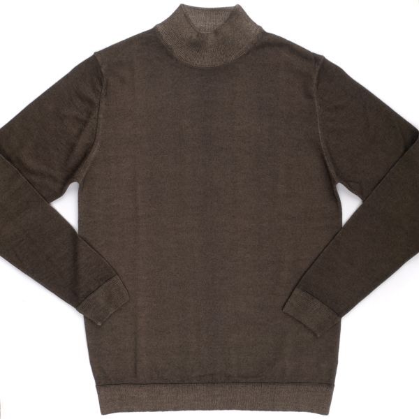 【新品未使用】DANIELE FIESOLI ダニエレフィエゾーリ◆Made In Italy◆L◆ガーメントダイ モックネック ウール ニット◆ブラウン タートル拍卖