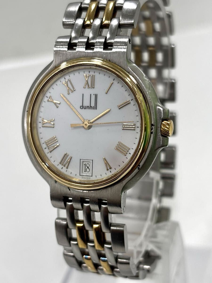 Dunhill ダンヒル エリート コンビ ホワイト文字盤 クオーツ 電池交換稼働品拍卖