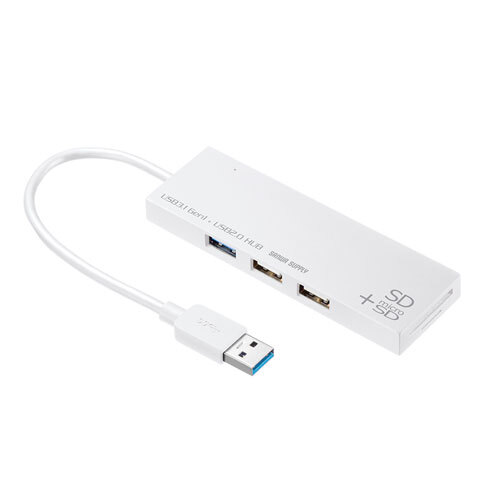 USB3.1+2.0コンボハブ カードリーダー付き ホワイトSD・microSDスロットを搭載 ホワイト サンワサプライ USB-3HC316WN 新品 送料無料拍卖