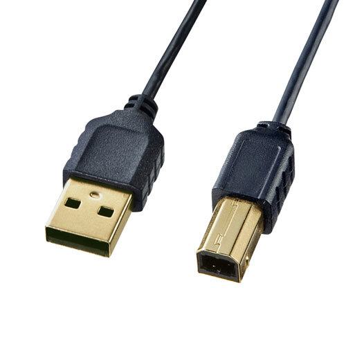 極細USBケーブル USB2.0 A-Bタイプ ブラック 2m 取り回しやすい 細さ2.5mm KU20-SL20BKK サンワサプライ 送料無料 新品拍卖