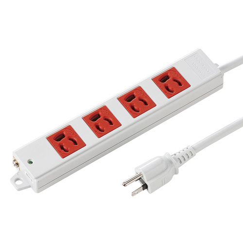 工事物件タップ赤 3P 4個口 3m 病院、工場、オフィス 抜け止め機能 マグネット付き サンワサプライ TAP-K4-3R 送料無料 新品拍卖