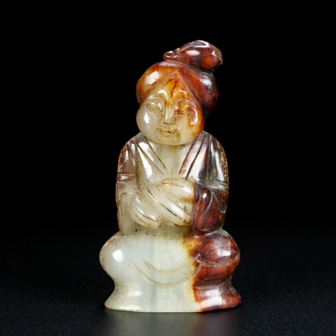 旧蔵 清 玉彫 和田玉 唐人 置物 極細工 中国古玩 骨董品 古美味 210拍卖