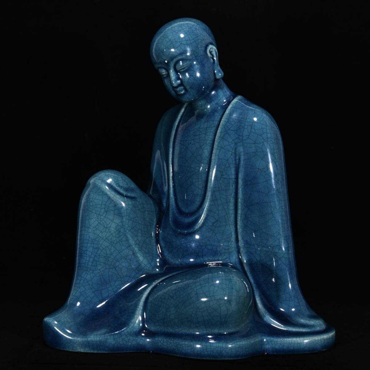 旧蔵 大周 柴窯 銘文塗金 刻地蔵経地蔵菩薩 陶芸 古陶磁器 中国磁器 極細工 中国古玩 骨董品 古美味 210拍卖