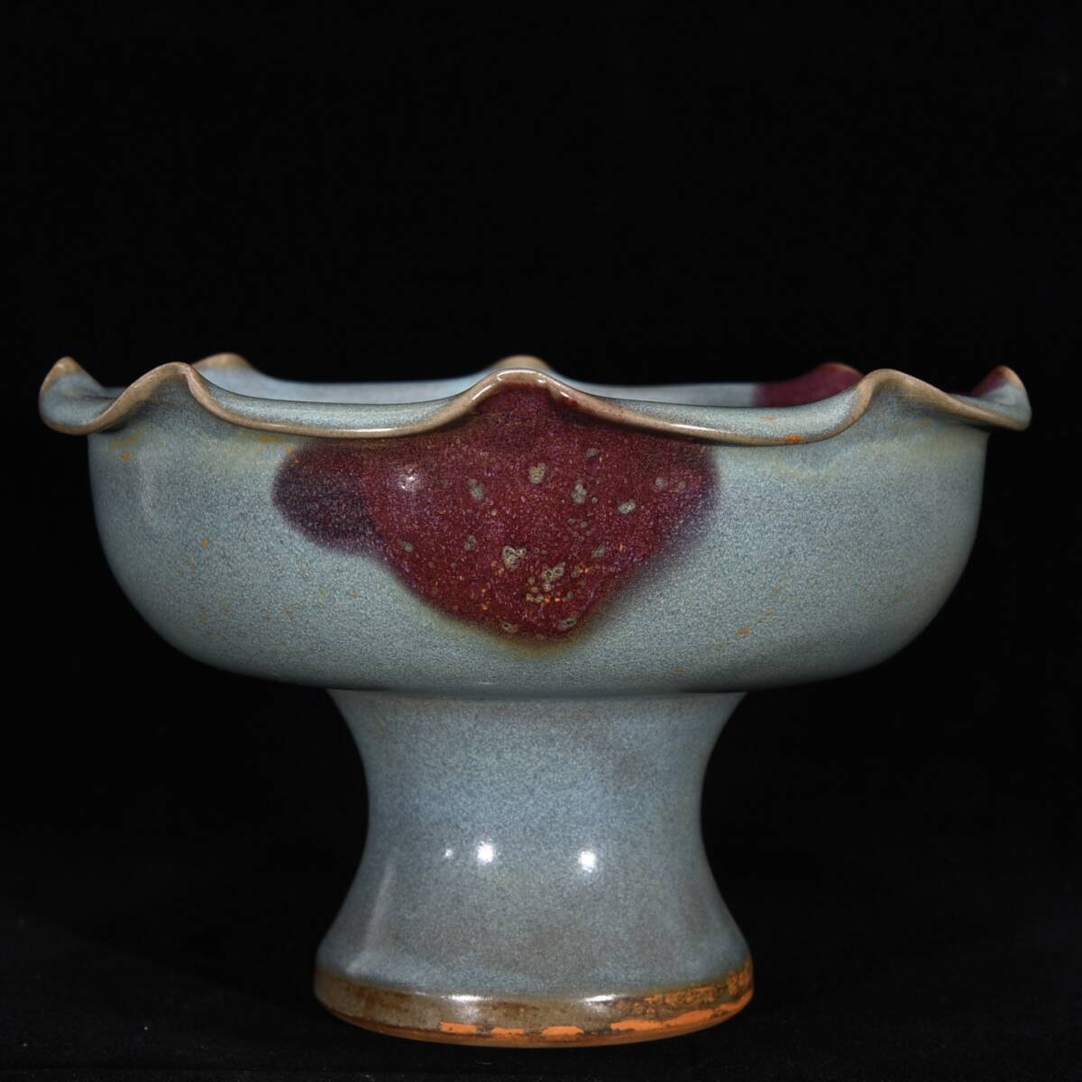 旧蔵 宋 鈞窯 高足果皿 陶芸 古陶磁器 中国磁器 極細工 中国古玩 骨董品 古美味 210拍卖