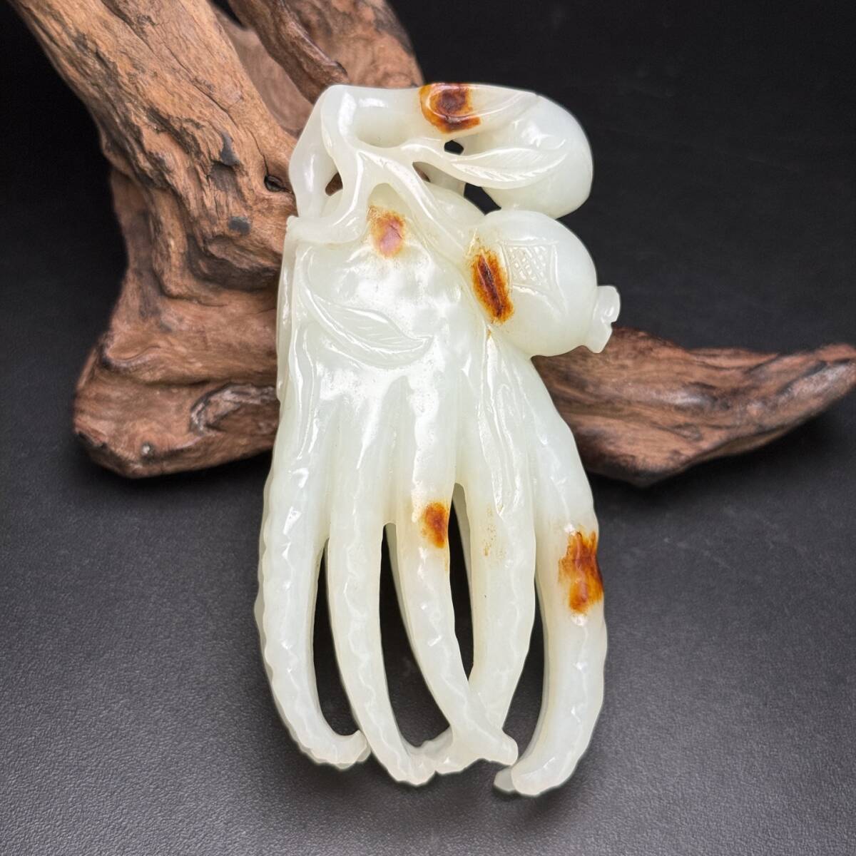 旧蔵 清 玉彫 和田玉 佛手 福壽如意 器型飽滿 工藝生動流暢 玉質温潤 包漿一流 極細工 中国古玩 骨董品 古美味 210拍卖