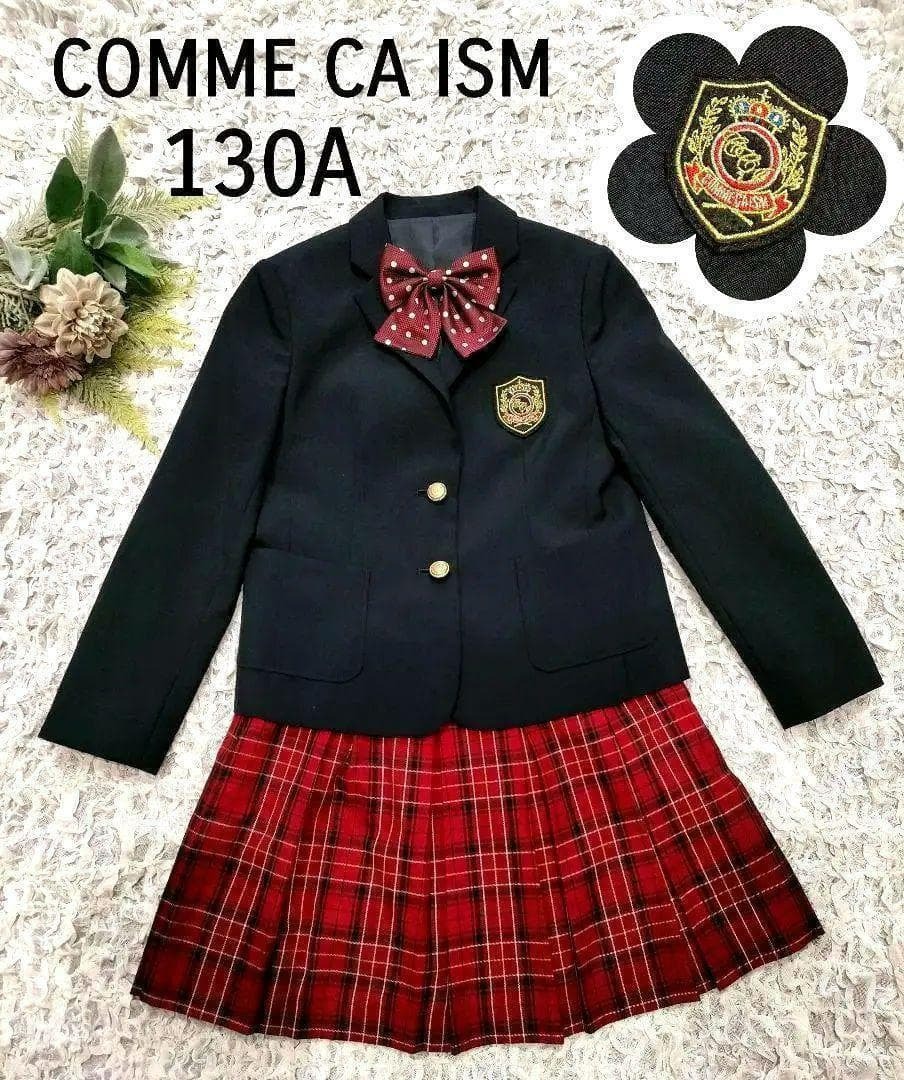 COMME CA ISM コムサイズム フォーマル 130 セットアップ 女の子 美品 チェック リボン 卒園 入学 結婚式 セレモニー拍卖