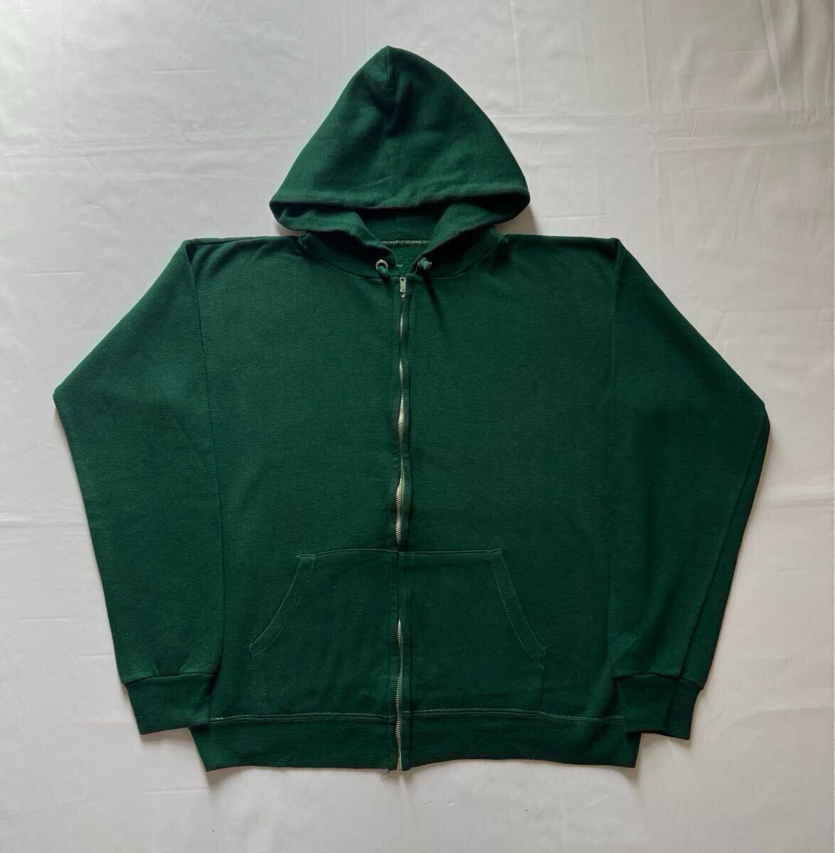 【70s アメリカ製】ヴィンテージ 無地 フルジップパーカー グリーン TALONジップ拍卖