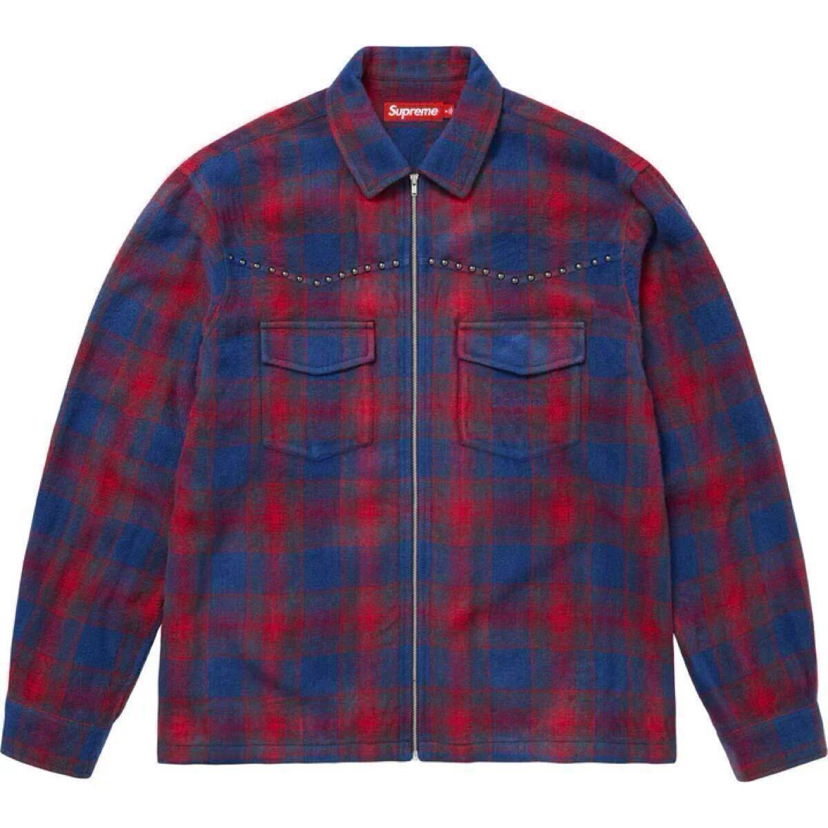 XXL Supreme 25AW Shadow Plaid Zip up Shirt Navy拍卖